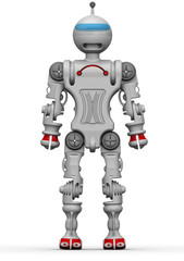 Humanoid robot standing on a white surface