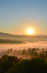 Torrita Tiberina (Rome, Italy) - Sunrise on the river Tiber valley, covered with fog
