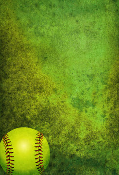 Textured Softball Background with Ball