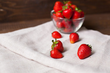 Strawberries in the glass bowl