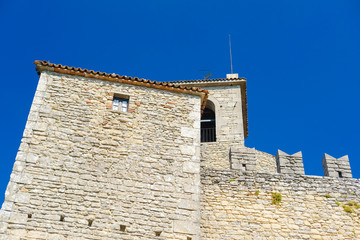 San-Marino - August, 8, 2016: medieval castel in San-Marino, one of the smallest counties in the world