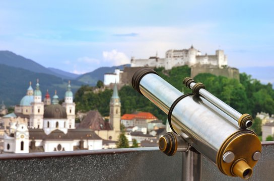 Coin Operated Binocular viewer Hohensalzburg Fortress Salzburg Austria