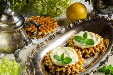Breakfast - waffles with mascarpone