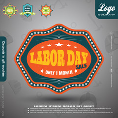 Vector illustration of poster Labor Day sale with labels on the gradient gray background with shadow.