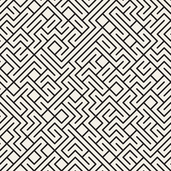 Vector Seamless Black and White Maze Lines Pattern
