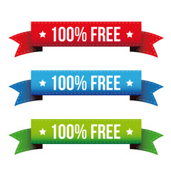 100 percent free ribbon set - red, blue, green