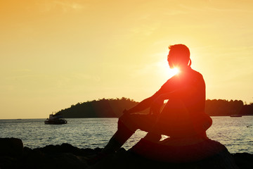 man on the beach silhouette