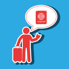 traveler silhouette suitcase map vector illustration  design