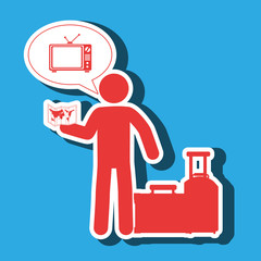 traveler silhouette suitcase map vector illustration  design
