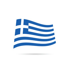 Obraz premium greece flag hellas on wind illustration in colorful