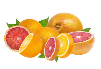 Orange fruit and grapefruit  isolated on white