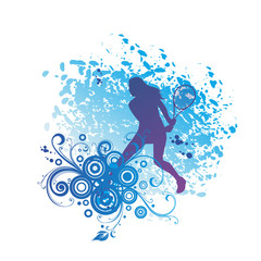 Obraz premium Tennis Player Silhouette 