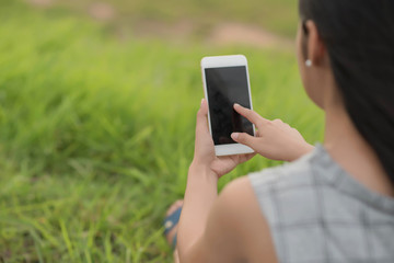 Woman touch on mobile phone