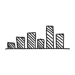 Hand drawn a business bar graph show to concept of data processi