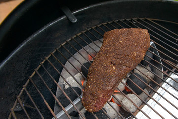 grilling beef meat