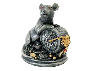 mouse and Chinese figurine of holy object with white isolate background 