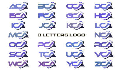3 letters modern swoosh logo ACA, BCA, CCA, DCA, ECA, FCA, GCA, HCA, ICA, JCA, KCA, LCA, MCA, NCA, OCA, PCA, QCA, RCA, SCA, TCA, UCA, VCA, WCA, XCA, YCA, ZCA.
