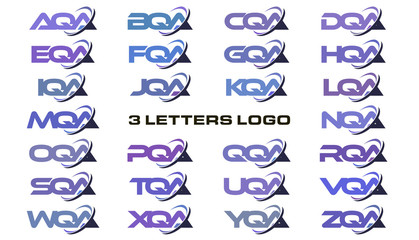 3 letters modern swoosh logo  AQA, BQA, CQA, DQA, EQA, FQA, GQA, HQA, IQA, JQA, KQA, LQA, MQA, NQA, OQA, PQA, QQA, RQA, SQA, TQA, UQA, VQA, WQA, XQA, YQA, ZQA.
