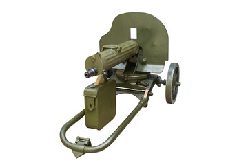 old  machine gun  front view isolated on white background