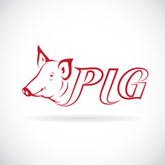 Vector design a pig head is text on a white background.