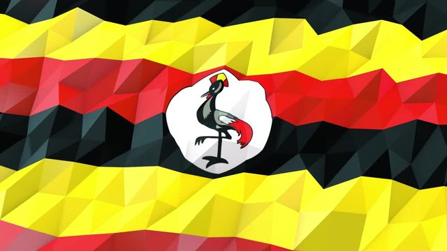 Flag of Uganda 3D Wallpaper Animation, National Symbol, Seamless Looping bi-directional Footage