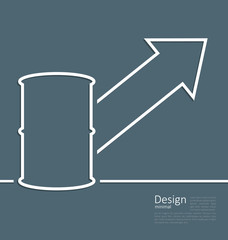 Illustration arrow indicating trend grow cost oil, barrel roll, 