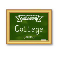 School blackboard with text, on white background