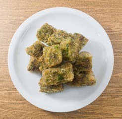 Top View of Fried Steamed Dumpling Made of Garlic Chives