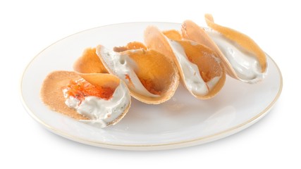 Thai Crispy Pancake with Sweet Cream and Salted Shredded Coconut