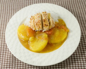 Delicious Japanese Curry and Tonkatsu with Cooked Rice