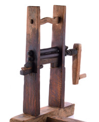 Naklejka premium Ancient pottery on white cotton.