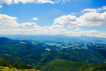 Fototapeta premium Summer morning in the mountains. Carpathian, Ukraine, Europe.