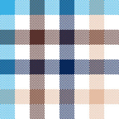 Blue beige check plaid seamless fabric texture