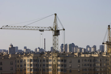 Fototapeta na wymiar Crane on a construction site. Kiev. Ukraine
