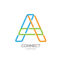 Letter A Logo Design.Linked shape square symbol