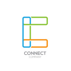 Letter C Logo Design.Linked shape square symbol