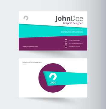 Purple and green business contact card template design. vector s