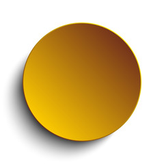 Gold circle button on white background.