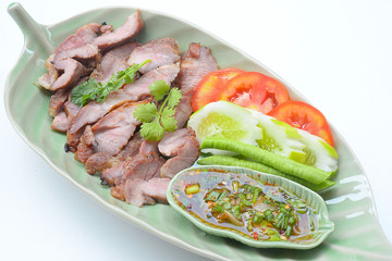 charcoal-boiled pork neck,Grill pork (Thai style food)
