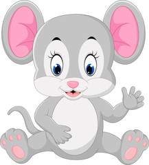 Obraz na płótnie Canvas Cute mouse cartoon waving