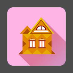 Cool detailed house icon in flat style with long shadow