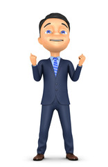 3d man on a white background has reached its goal