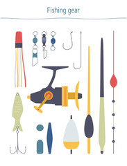 Vector set of fishing equipment