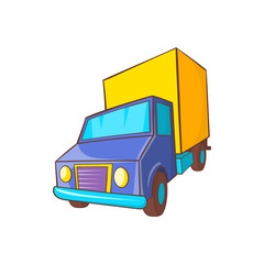 Truck delivery icon in cartoon style on a white background