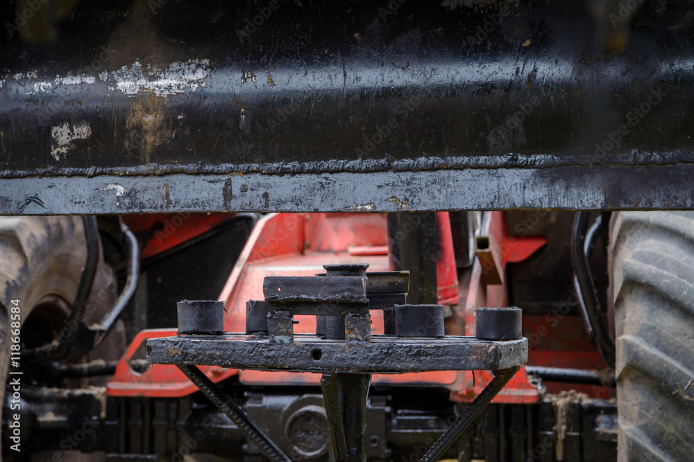 Aufkleber detail of the front of the iron loader bucket
