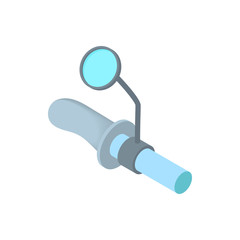 Handlebar of a bicycle with rear view mirror icon in cartoon style on a white background