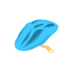 Blue bicycle helmet icon in cartoon style on a white background