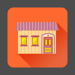 Retro style home icon in flat style with long shadow