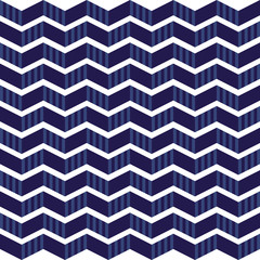 Seamless geometric zigzag pattern blue chevrons on white. Modern vector background