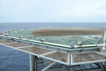 Helideck of drilling rig in gulf of Thailand.